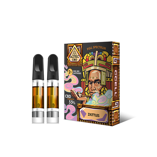 Aztec CBD 2 x 1000mg Cartridge Kit - Your On-the-Go Buddy for Full-Spectrum Relaxation