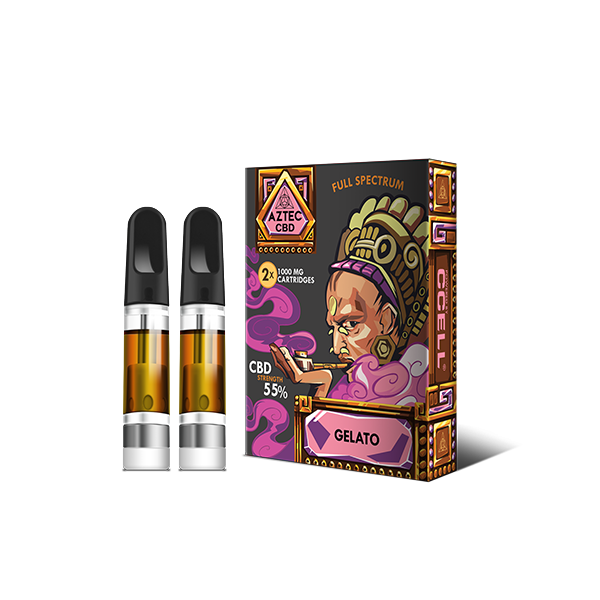 Aztec CBD 2 x 1000mg Cartridge Kit - Your On-the-Go Buddy for Full-Spectrum Relaxation