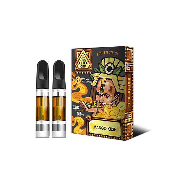 Aztec CBD 2 x 1000mg Cartridge Kit - Your On-the-Go Buddy for Full-Spectrum Relaxation