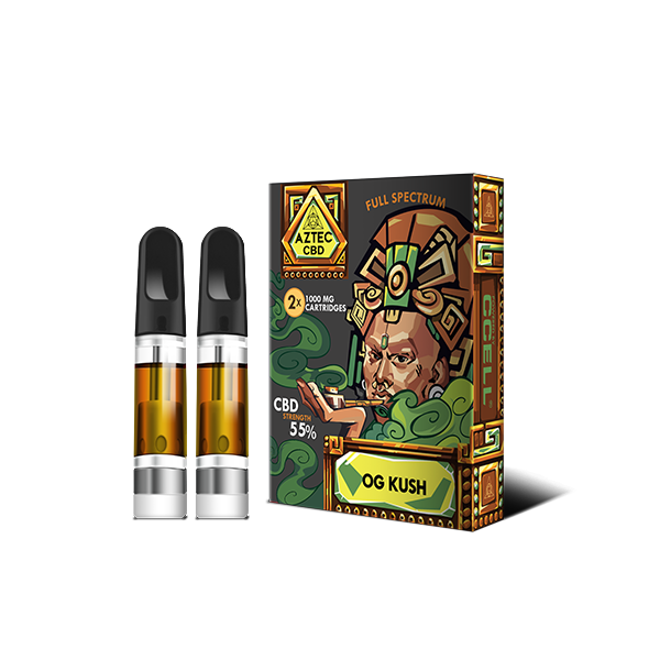Aztec CBD 2 x 1000mg Cartridge Kit - Your On-the-Go Buddy for Full-Spectrum Relaxation