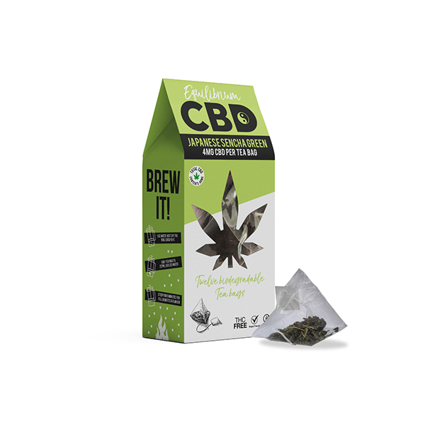 Equilibrium CBD Japanese Sencha Tea Bags - Sip Your Way to Serenity with Full Spectrum 48mg