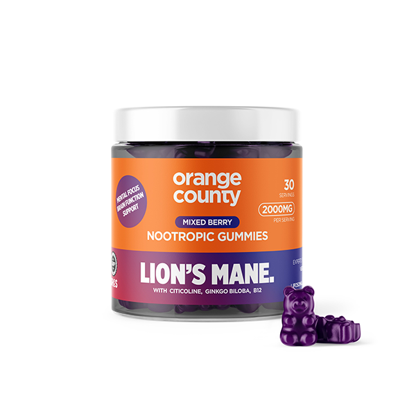 Orange County Lion's Mane Gummies - Unlock Your Brain's Potential with Delicious Mixed Berry Flavor